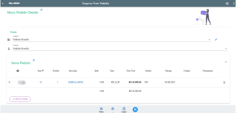 Interface do módulo comercial